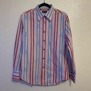 💡Men’s 7 Diamond Striped Long Sleeve Dress Shirt